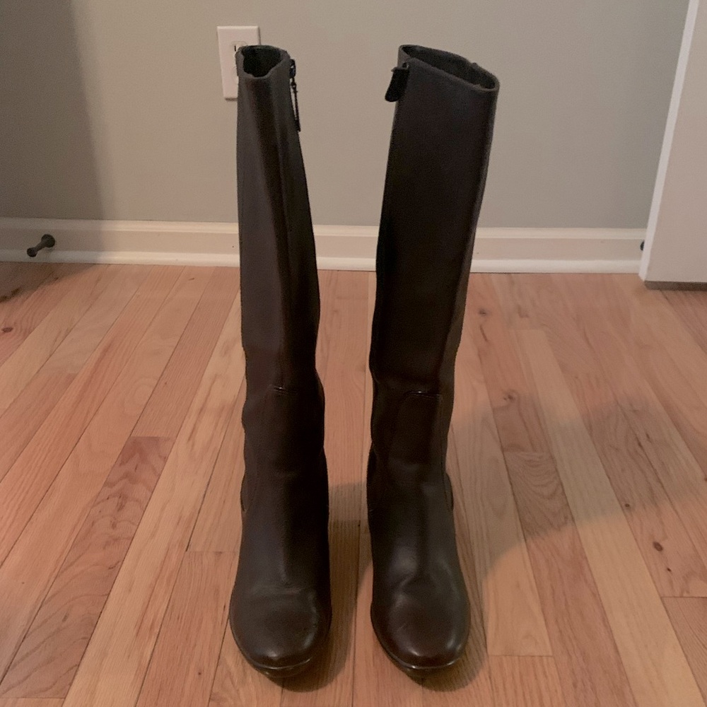 Cole Haan Nike Air brown leather wedge boots size 9